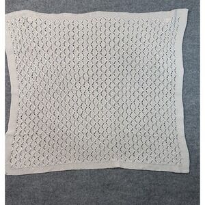 Alimore 100% Cotton Knitted Baby Blanket Taupe Lace Knit 32x36 Soft Throw